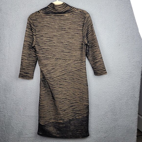 Sara Campbell Midi Wool Blend Cowl Neck Sweater Dress Striped Cozy Trending - Picture 2 of 13